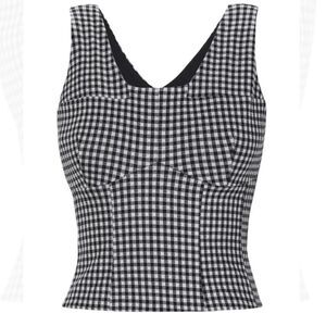 Cabi 6142 Bombshell Tank Spring 2022 Black & White Gingham Print Top Medium
